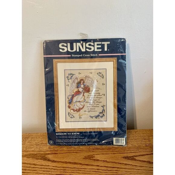 Sunset 13093 "Wisdom to Know" Stamped Cross Stitch Kit Serenity Prayer 1997 - Picture 2 of 6